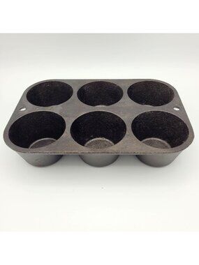 Lodge Cast Iron 6-Cup Muffin Pan 5P2 Black Heavy-Duty Vintage Bakeware